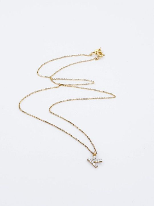 Exis Jewellery Monogramă "K" Placat cu aur cu Zirconiu