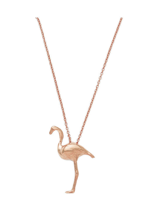 Flamingo Κολιέ με σχέδιο Κορώνα από Ροζ Επιχρυσωμένο Ασήμι