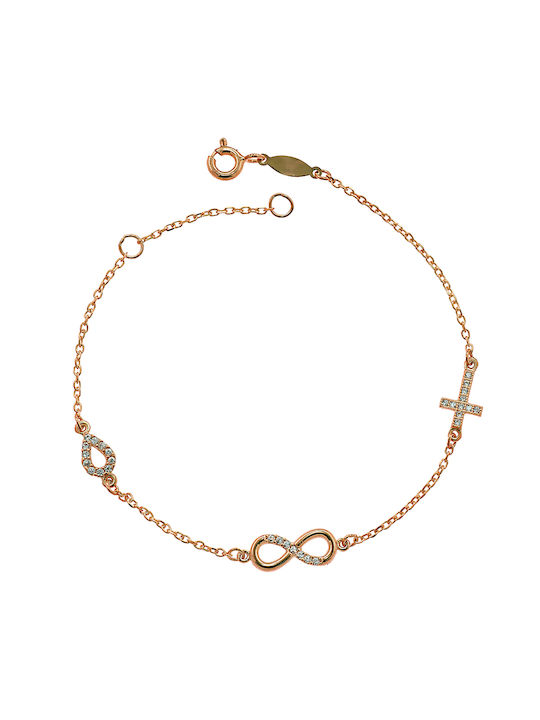 Bracelet Chain with design Infinity made of Gold 14K with Zircon