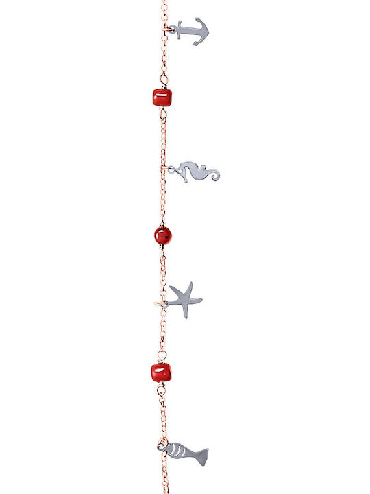JewelStories Γυναικείο Βραχιόλι Ποδιού Αλυσίδα με σχέδιο Άγκυρα από Ασήμι
