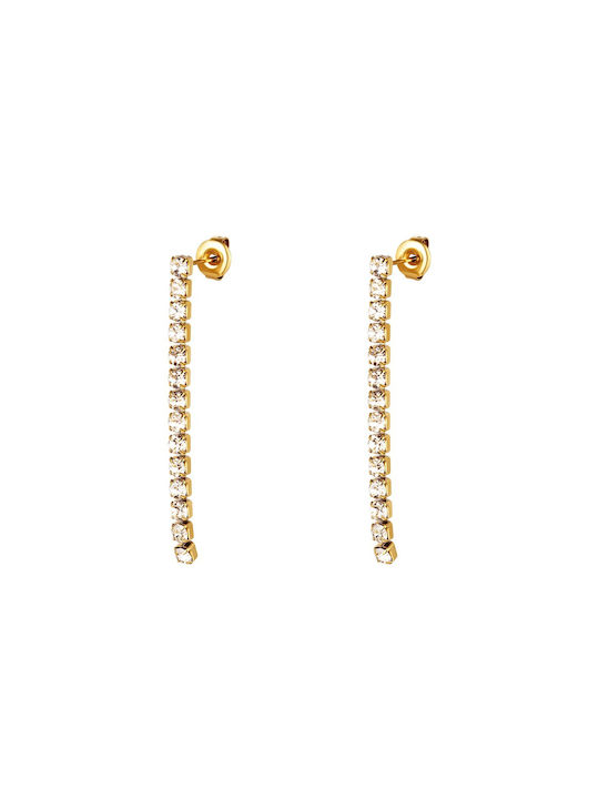 Tennis Earrings made of Steel Gold Plated