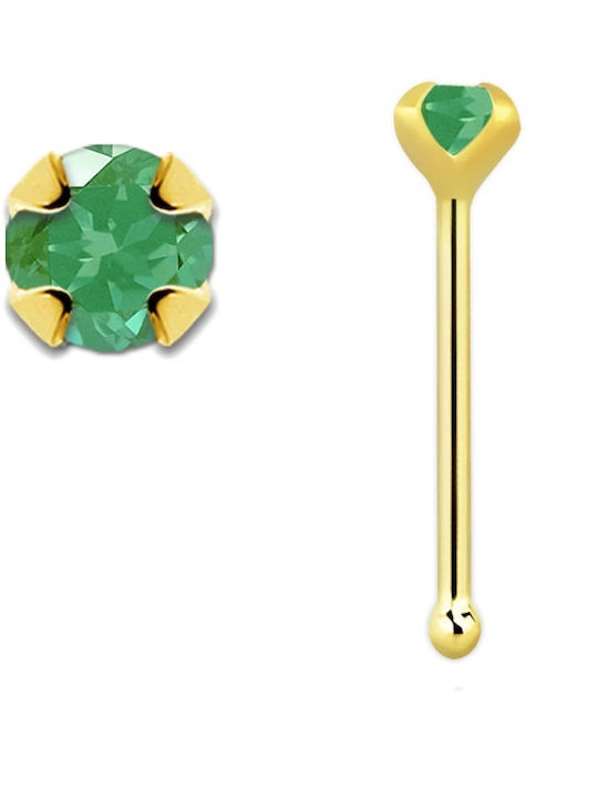 Piercing Nas Placat cu Aur / Verde NPGB-K10-EM