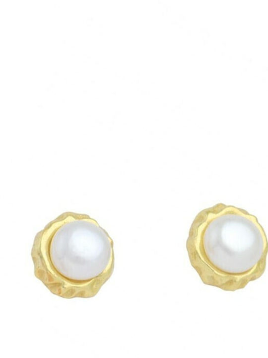Silver Union Earrings made of Silver Gold Plated with Pearls