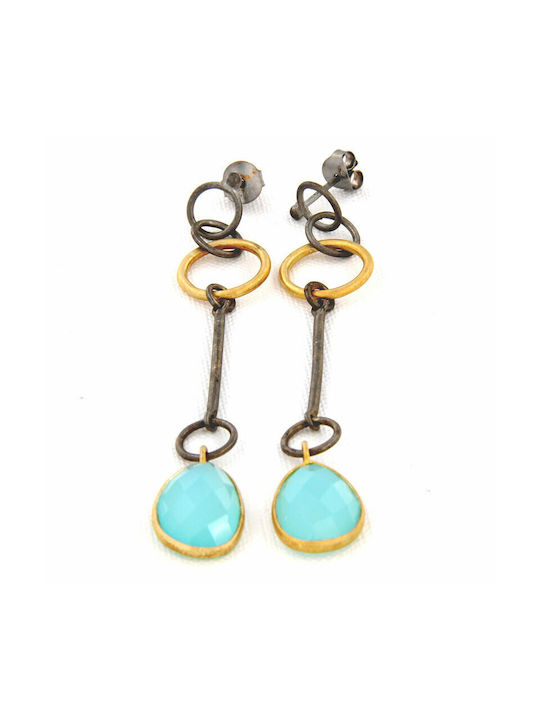 Ios Earrings Dangling made of Silver Gold Plated with Stones