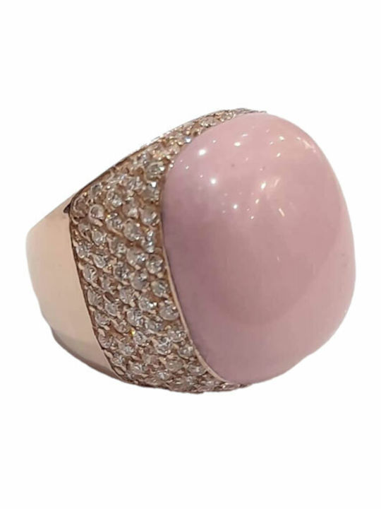 One Jewellery Γυναικείο Δαχτυλίδι με Πέτρες από Ασήμι Επιχρυσωμένο