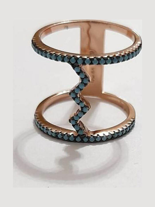 One Jewellery Дамски Пръстен с Циркони от Сребърен Позлатен