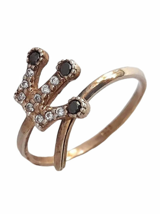 One Jewellery Γυναικείο Δαχτυλίδι με Πέτρες από Ασήμι Επιχρυσωμένο