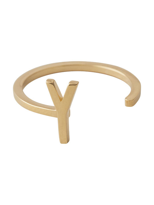 Design Letters ''y'' Γυναικείο Δαχτυλίδι από Ασήμι Επιχρυσωμένο