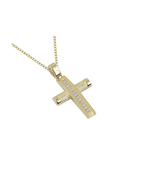 Damen Gold Kreuz 14K mit Kette