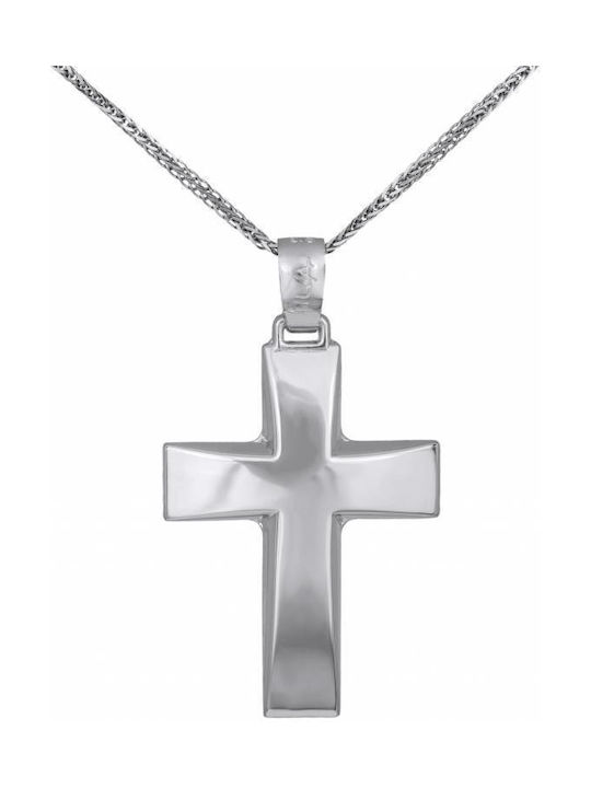 Herren Weißgold Kreuz 9K mit Kette