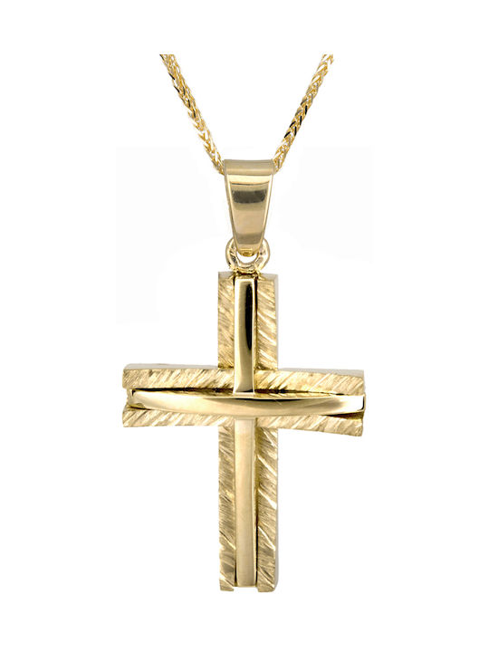 Herren Gold Kreuz 14K mit Kette