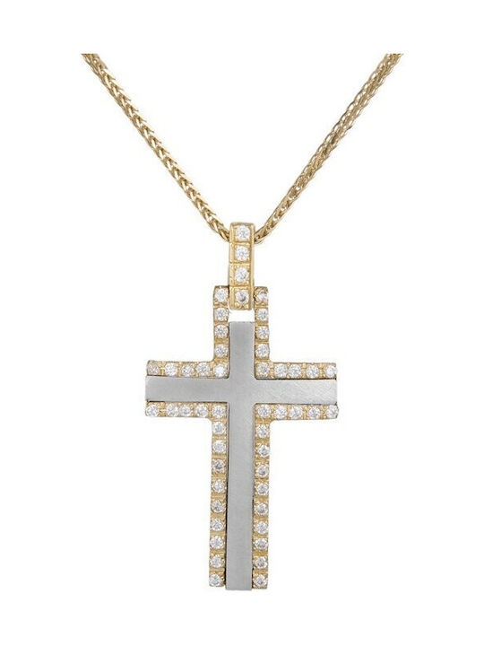 Damen Weißgold Kreuz 14K mit Kette