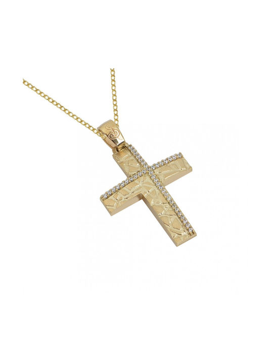 Damen Gold Kreuz 14K mit Kette