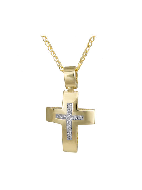 Damen Gold Kreuz 14K mit Kette