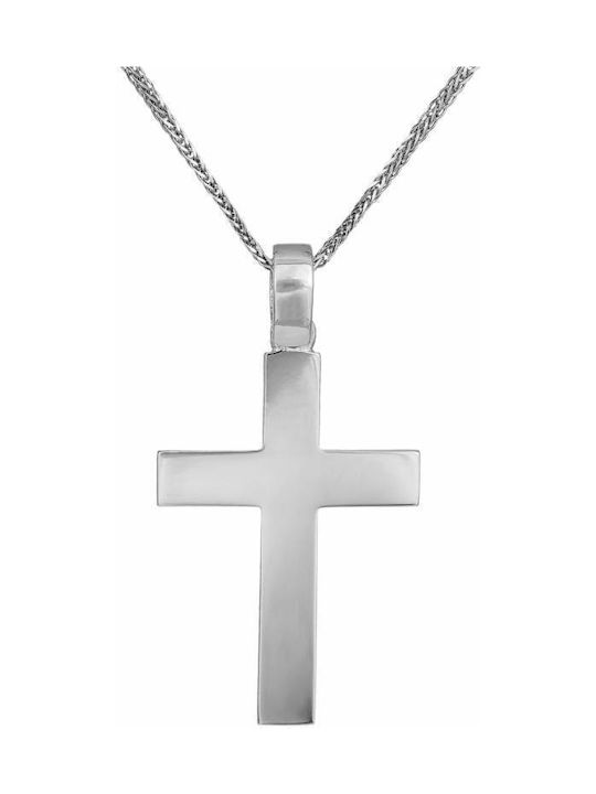 Men's White Gold Cross 18K with Chain