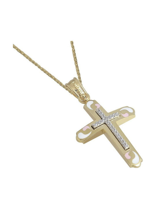 Damen Gold Kreuz 14K mit Kette