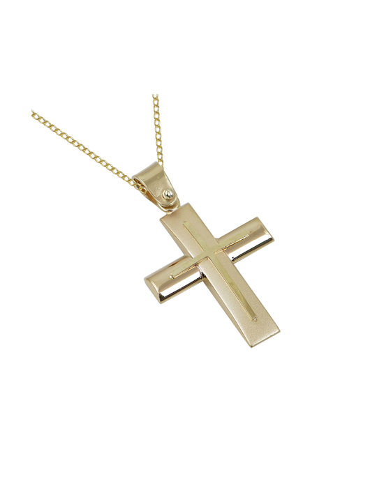 Herren Gold Kreuz 14K mit Kette