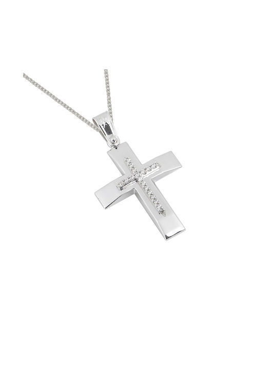 Damen Weißgold Kreuz 14K mit Kette