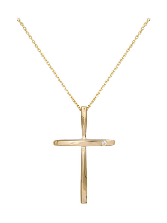 Damen Gold Kreuz 18K mit Kette