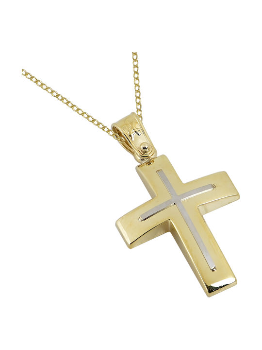 Herren Gold Kreuz 14K mit Kette