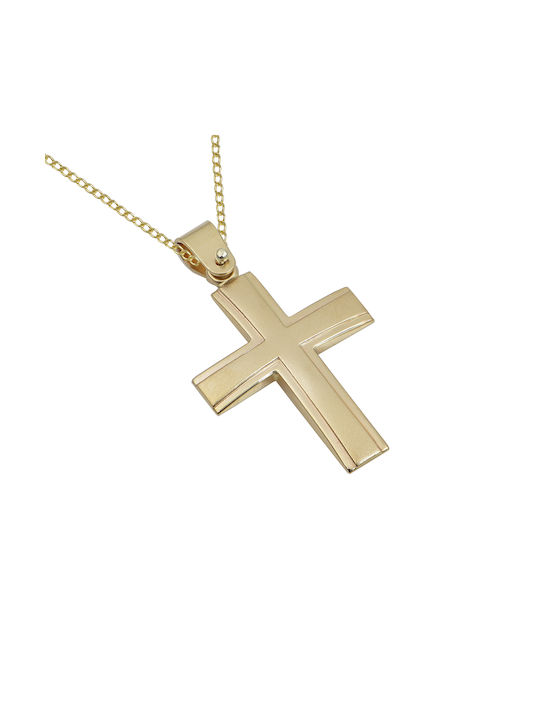 Herren Gold Kreuz 14K mit Kette