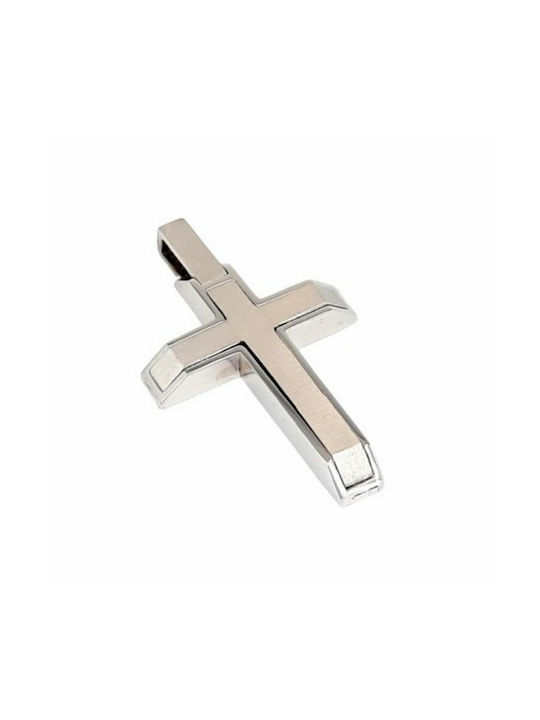 Men's White Gold Cross 14K