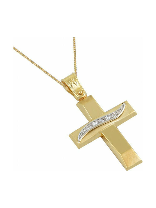 Damen Gold Kreuz 14K mit Kette