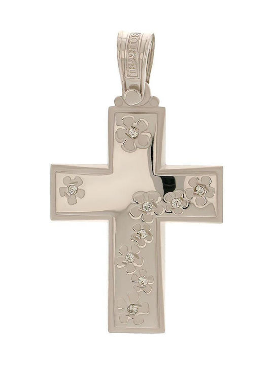 Damen Weißgold Kreuz 14K