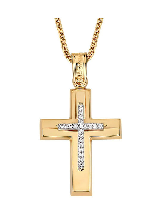 Damen Gold Kreuz 14K mit Kette