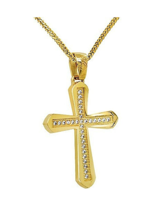 Damen Gold Kreuz 14K mit Kette