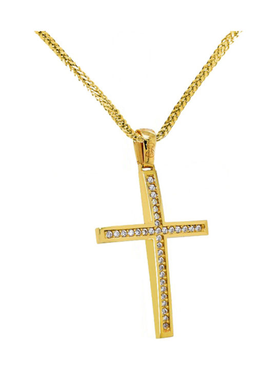 Damen Gold Kreuz 14K mit Kette