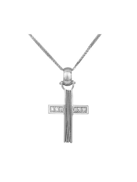 Damen Weißgold Kreuz 14K mit Kette