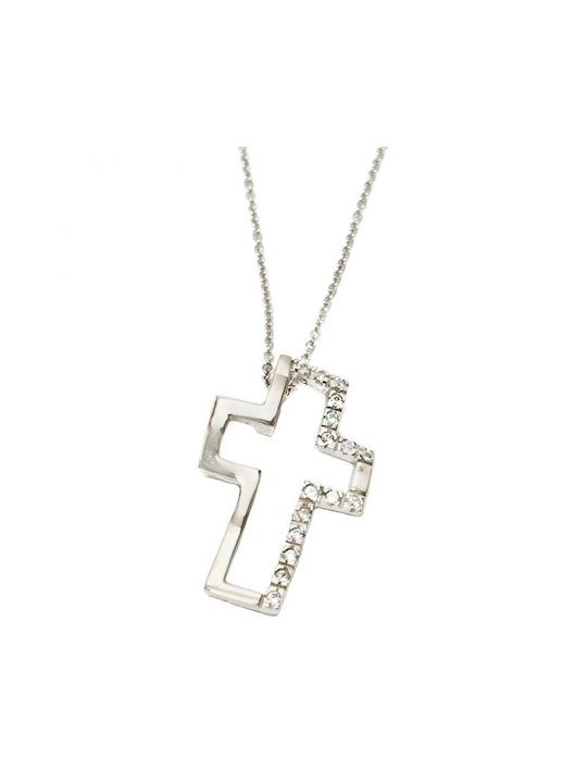 Weißgold Kreuz 14K mit Kette