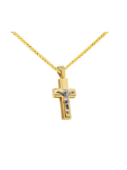 Herren Gold Kreuz 14K mit Kette