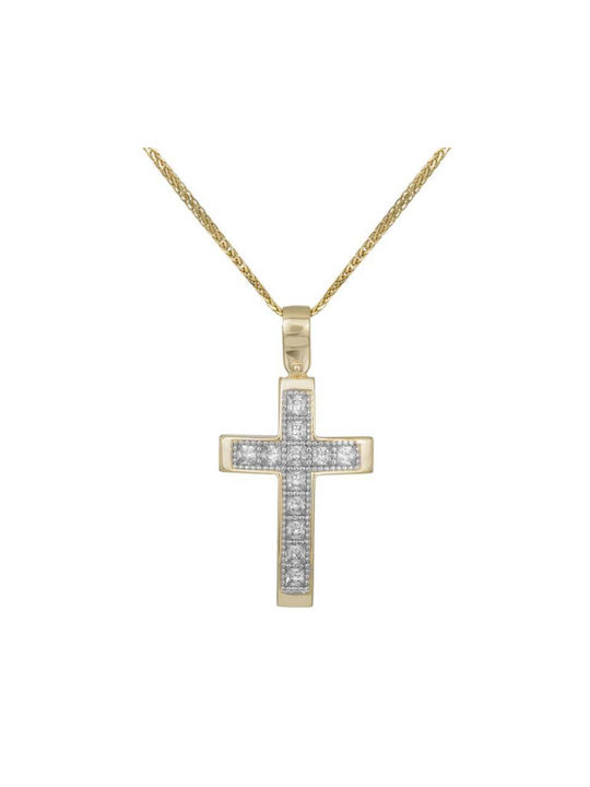 Damen Gold Kreuz 9K mit Kette