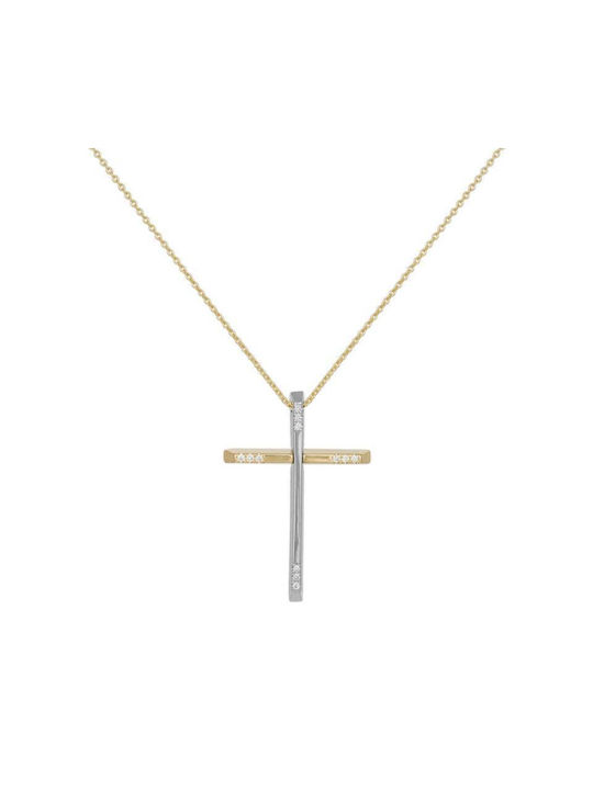 Damen Gold Kreuz 18K mit Kette