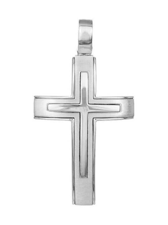 Men's White Gold Cross 14K