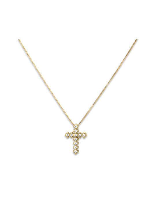 Damen Gold Kreuz 14K mit Kette