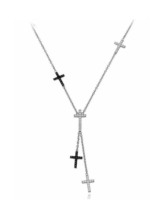 White Gold Cross 9K with Chain