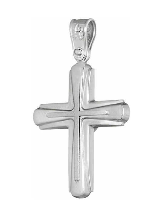 Men's White Gold Cross 14K