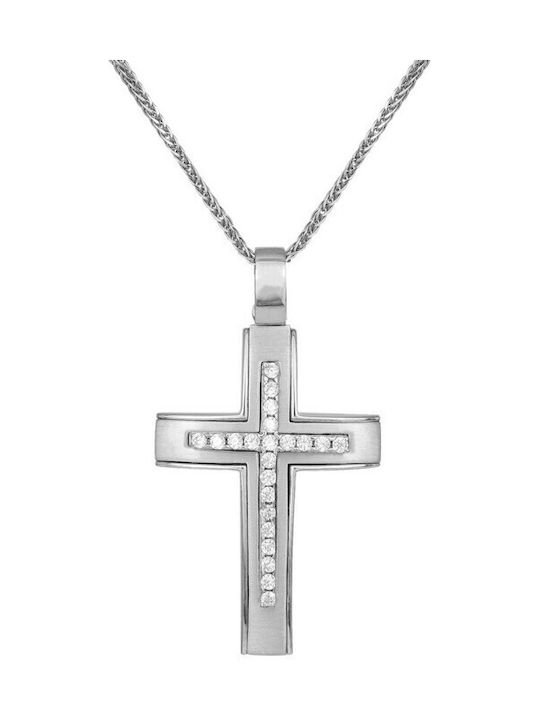 Damen Weißgold Kreuz 14K mit Kette