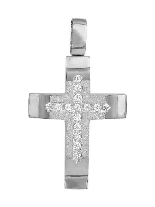 Damen Weißgold Kreuz 14K