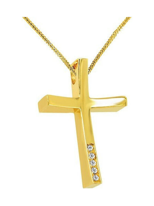 Damen Gold Kreuz 14K mit Kette