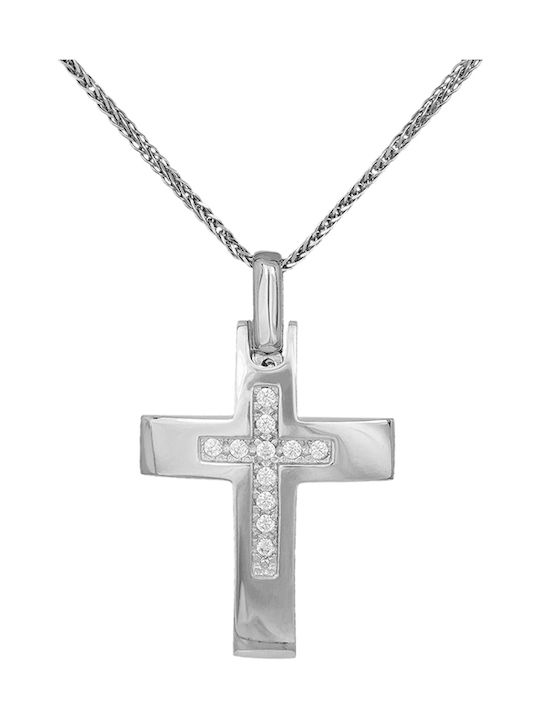 Damen Weißgold Kreuz 14K mit Kette