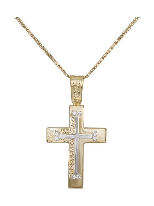 Damen Gold Kreuz 14K mit Kette