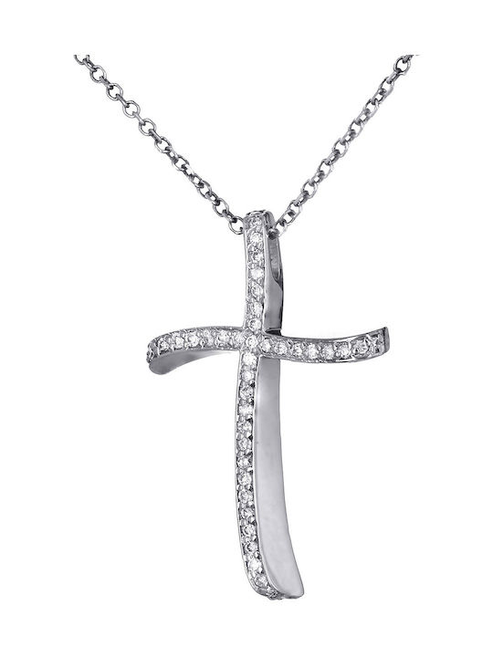 White Gold Cross 18K