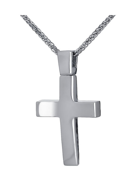 Men's White Gold Cross 14K