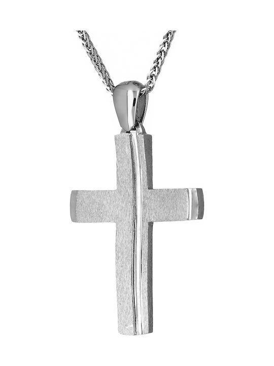 Men's White Gold Cross 14K