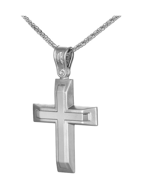 Men's White Gold Cross 14K