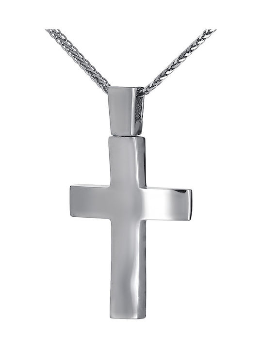 Men's White Gold Cross 14K